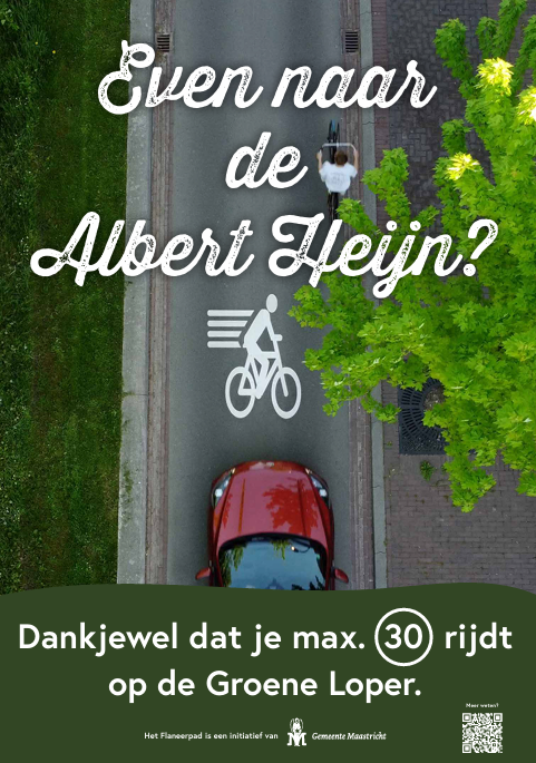 pdf poster van Groene Loper voor Albert Heijn waarin men vraagt: automobilist, rijd 30 km/u